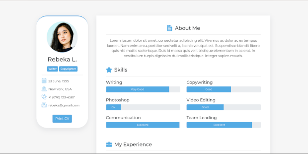 Free HTML Template for your personal CV - myCV — MyRootPW Blog